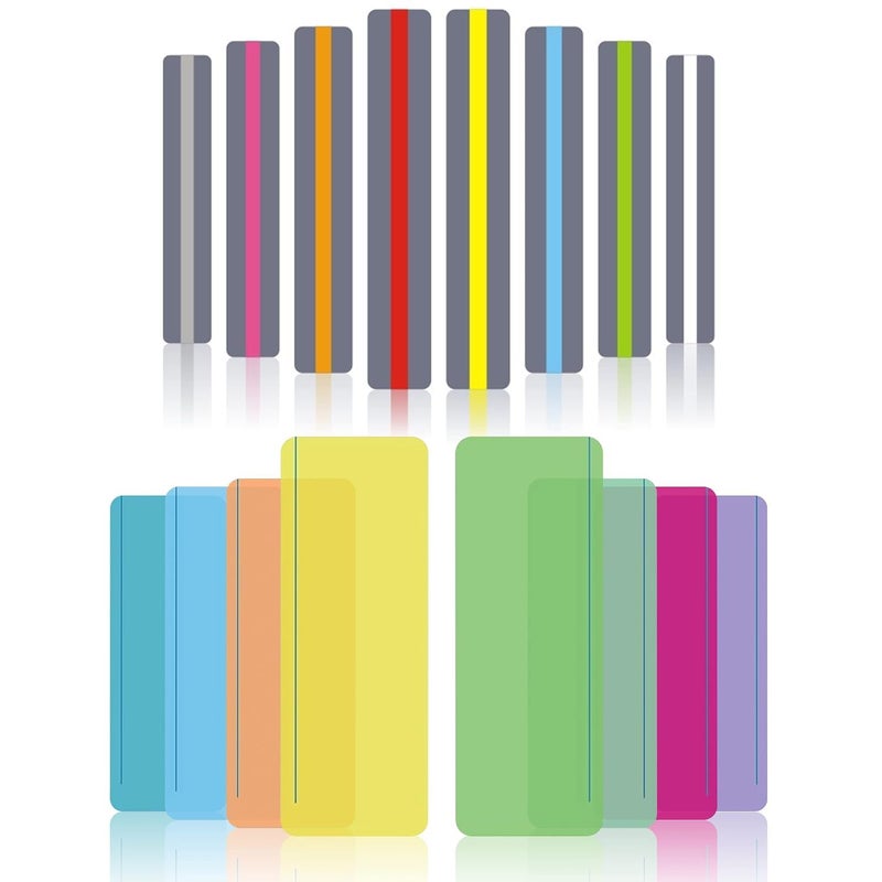 Heetobcos 16Pcs Guided Reading Highlight Strips  Reading Ruler Reading Tracking Highlight Strips Colored Overlays Bookmark Assorted Colors Helps with Dyslexia(2 Sizes 8 Colors) - Image 1